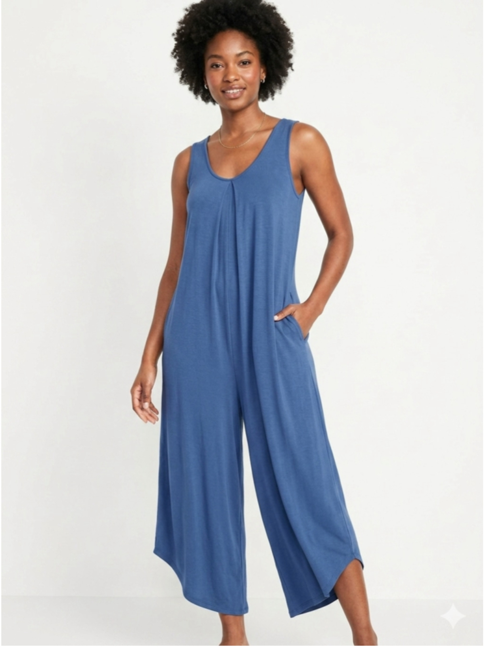 Sleeveless Wide Leg Jumpsuit Small Blue Boho Lounge Romper Travel - 190